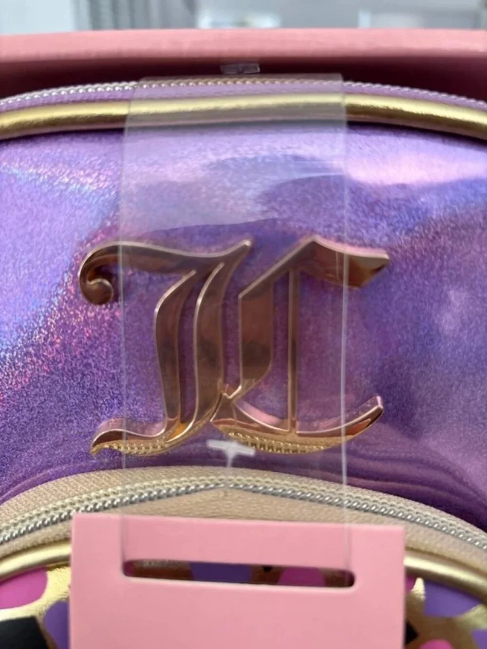 Juicy Couture Holographic Purple & Gold Heart Cosmetic Bag Set